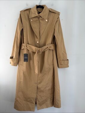 Karen Millen button up old money fall trench coat sz 8 NEW